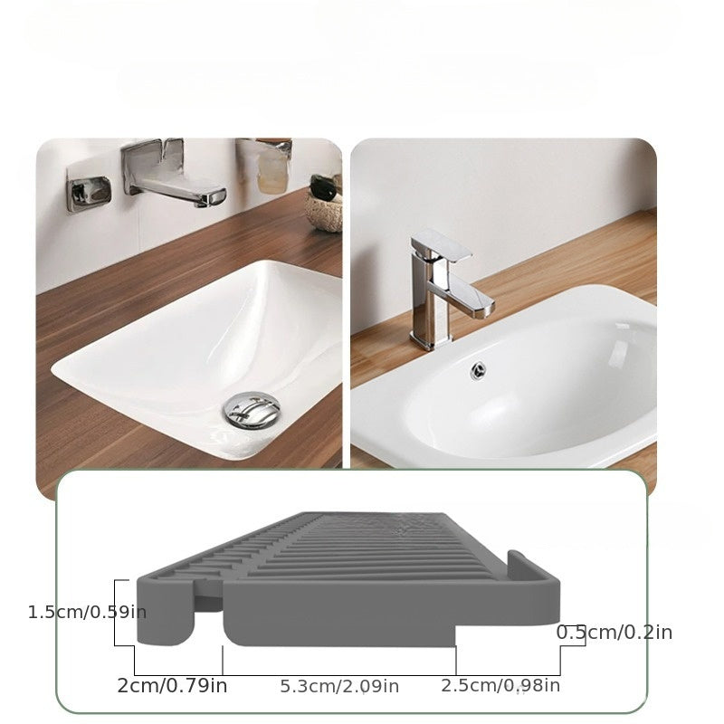 1 dona FlexiGuard silikon lavabo splash guard va tomchi tutuvchi taxta oling - oshxona va hammom uchun - ingichka suv to'sig'i va sirpanishga qarshi countertop himoya mat.