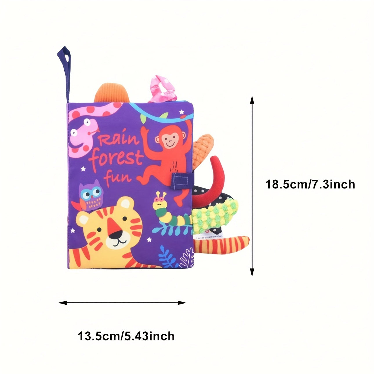 Мягкая детская книга с хвостиком, оснащенная звуковой бумагой, идеально подходит для раннего обучения и познания. Отличный подарок для детей.