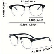 Erkaklar uchun klassik moda ko'zoynaklari qora yarim ramkasiz uslubda, TAC linzalari bilan, tasodifiy dizayn, metall aksessuarlar, har kuni foydalanish uchun mos va qulay joylashuvga ega zamonaviy ramka.