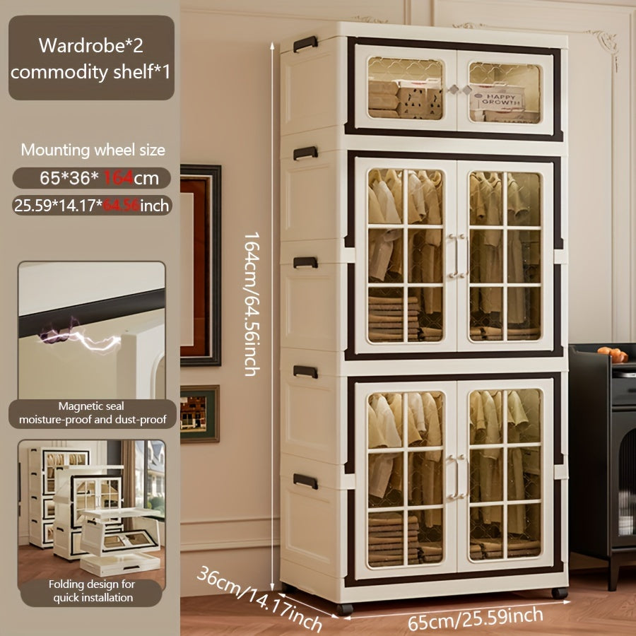 Armario de almacenamiento multifuncional de plástico con ruedas para dormitorio, cocina y baño