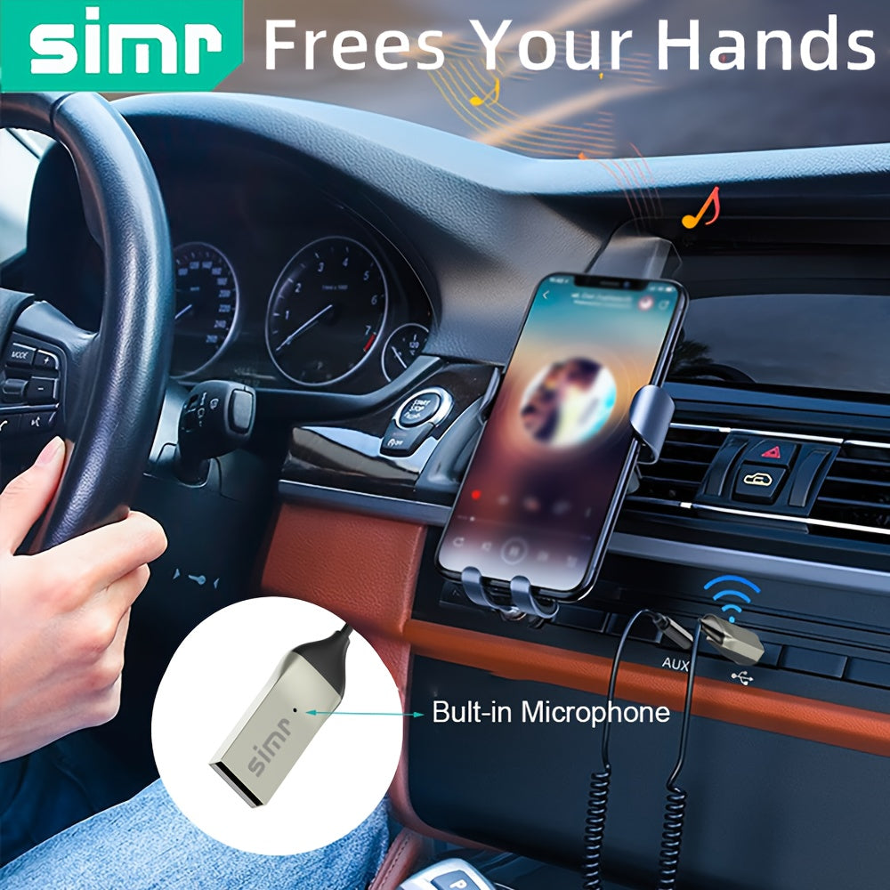 Wireless Car Audio Receiver Adapter with Microphone and AUX Jack