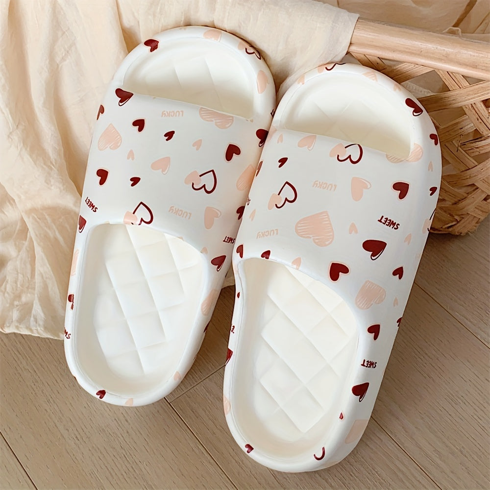 Women Summer Heart Slides Soft EVA Open Toe Non-Slip Sandals