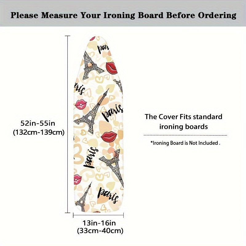 Elegant Eiffel Tower Print Ironing Board Cover 38x137 cm Stain-Resistant Padding