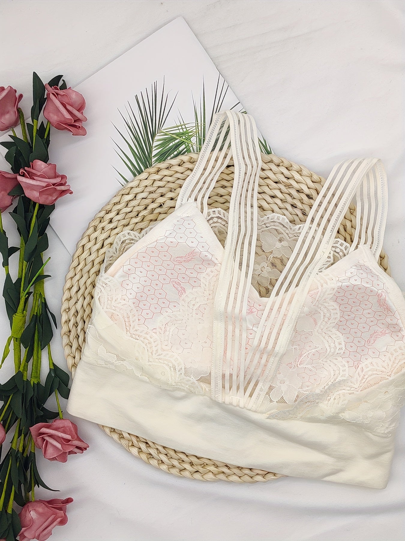 Women's Floral Lace Padded Bra Full Coverage Breathable Underwear