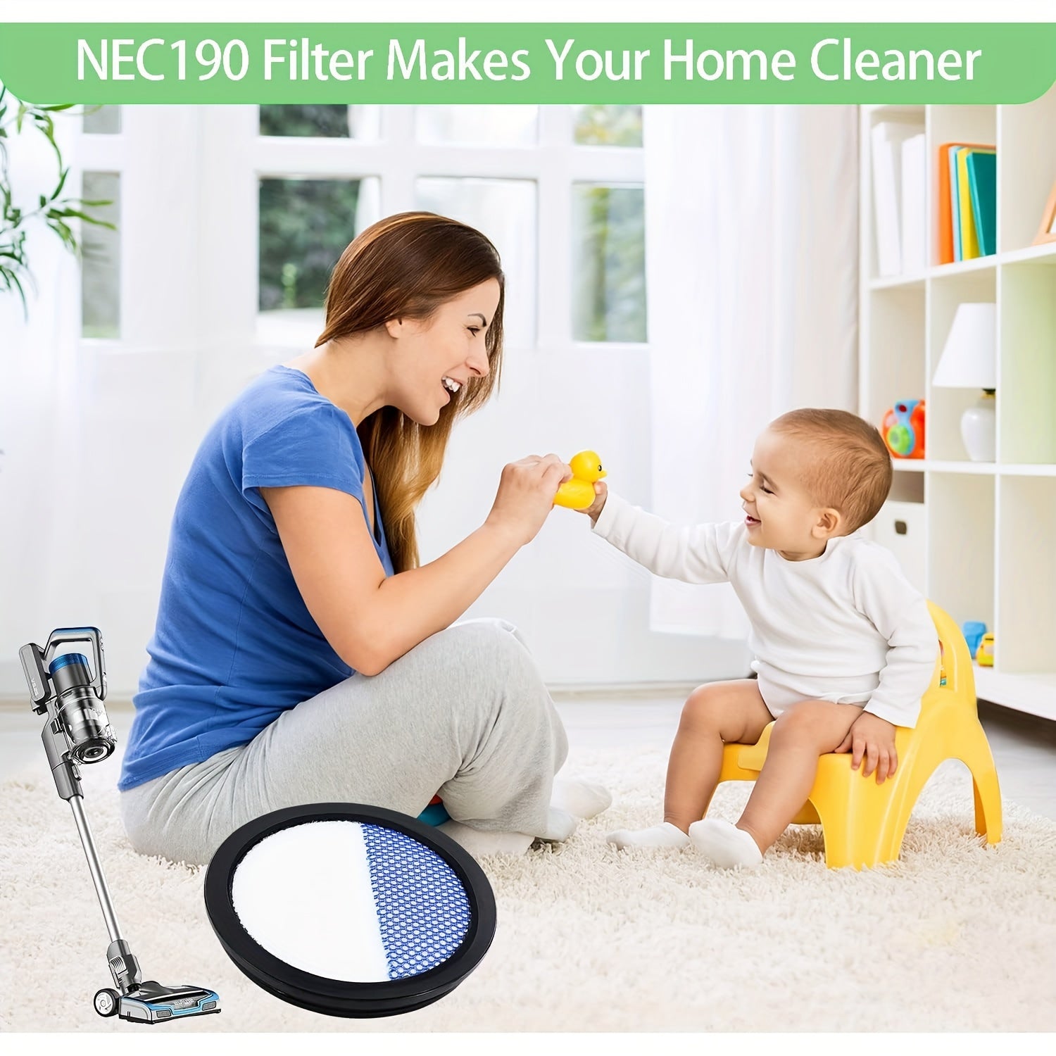 Mustahkam Plastik Changyutgich Filtrlari - 6 ta to'plam Eureka Rapid Clean Pro Stick modellari NEC180, NEC185, NEC186, NEC190 bilan mos keladi