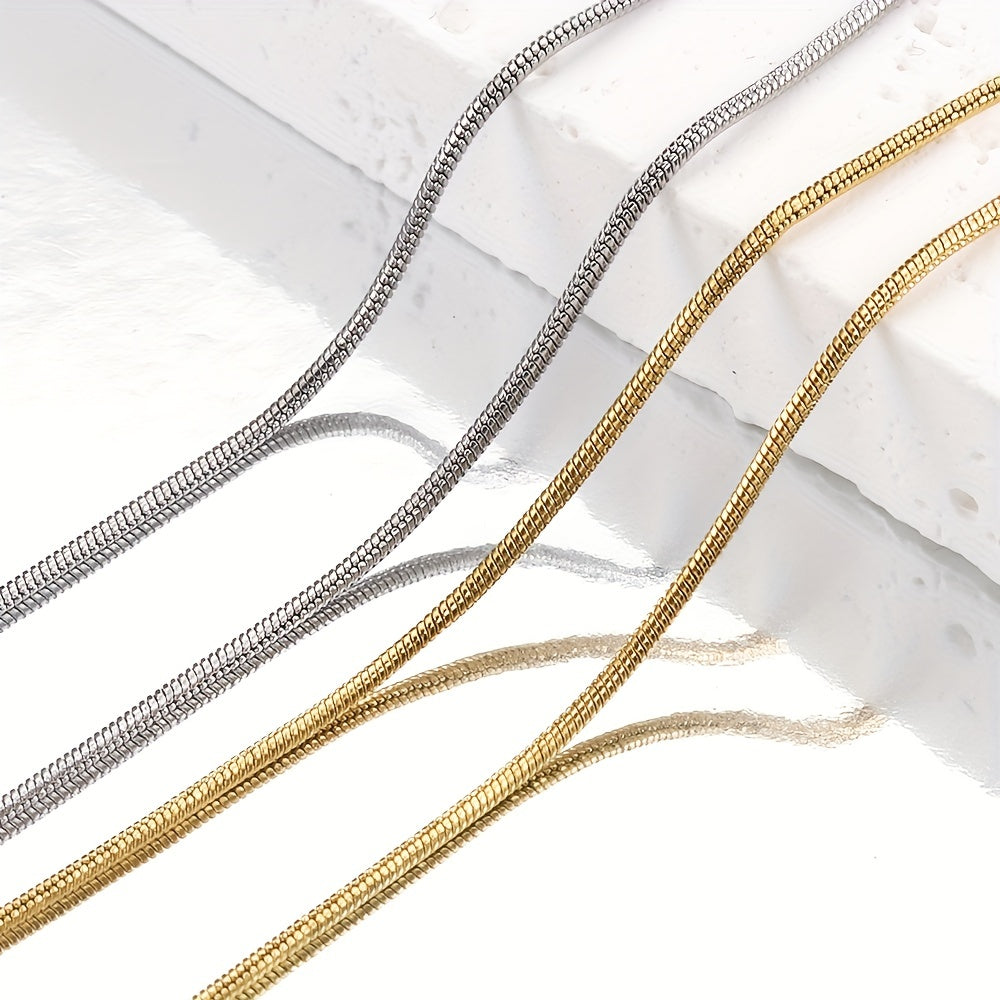 Stainless Steel Snake Chain Necklaces for Men and Women, 5 Pieces