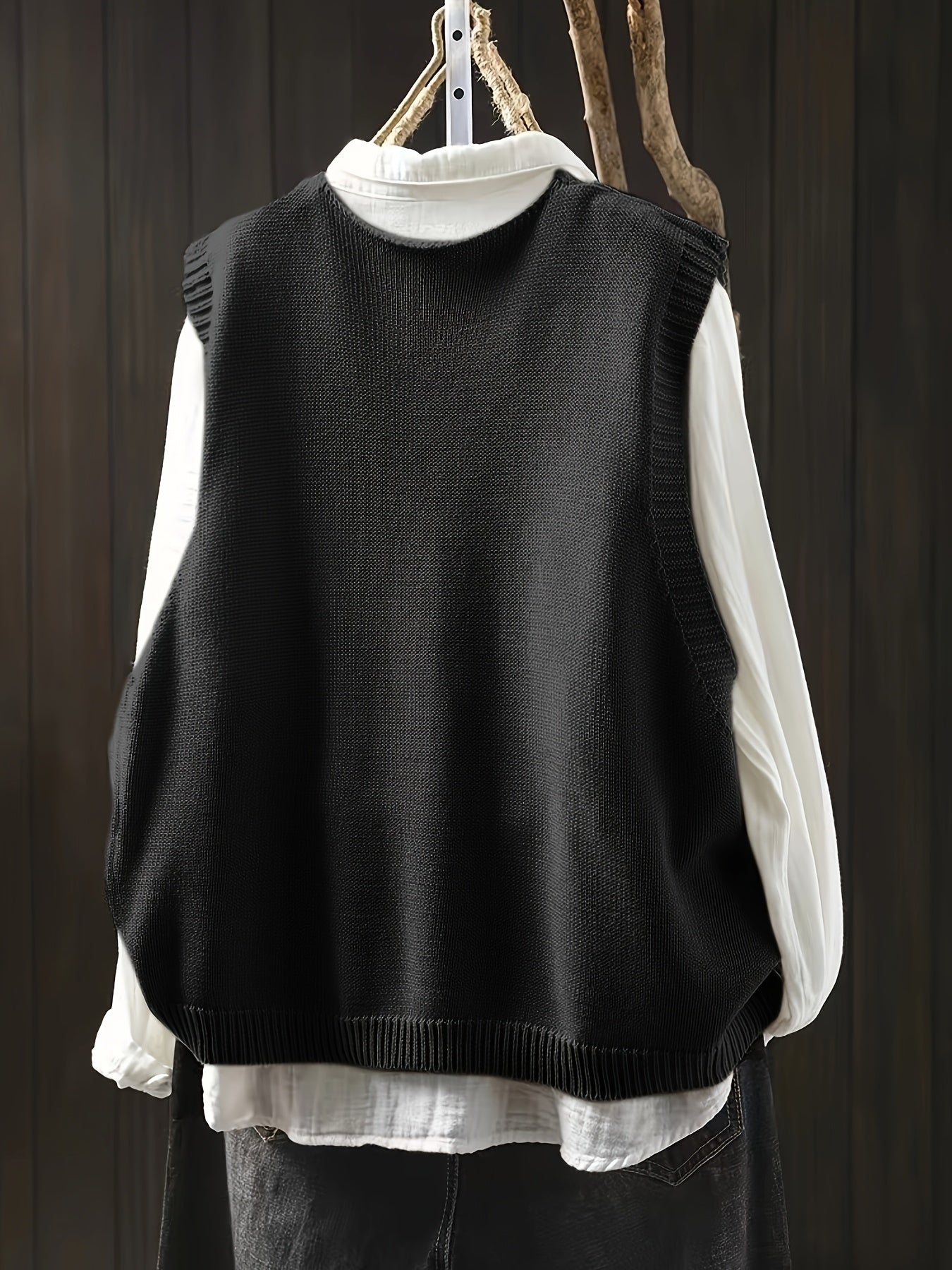 Women's Plus Size Casual Color Button Cardigan Vest