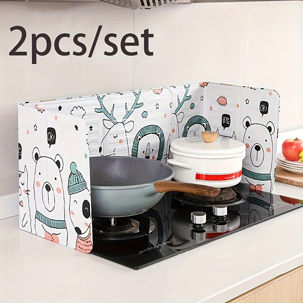 Aluminum Stove Protector Set with Foldable Splatter Shield and Grease Guard