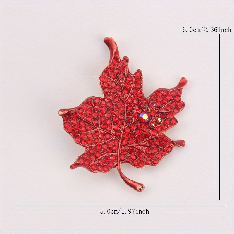 Vintage Elegant Diamond-Encrusted Maple Leaf Brooch, Palto yoki jaketingizga hashamat qo'shish uchun mukammal