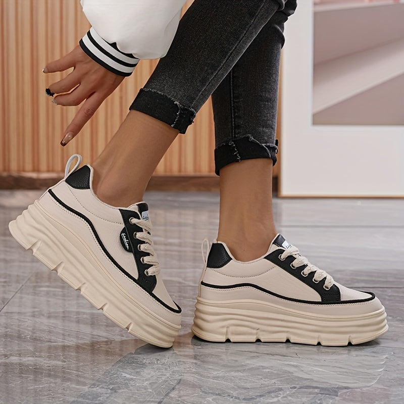 Ladies' Casual Sports Shoes With Thick Sponge Sole Plus Size Patchwork