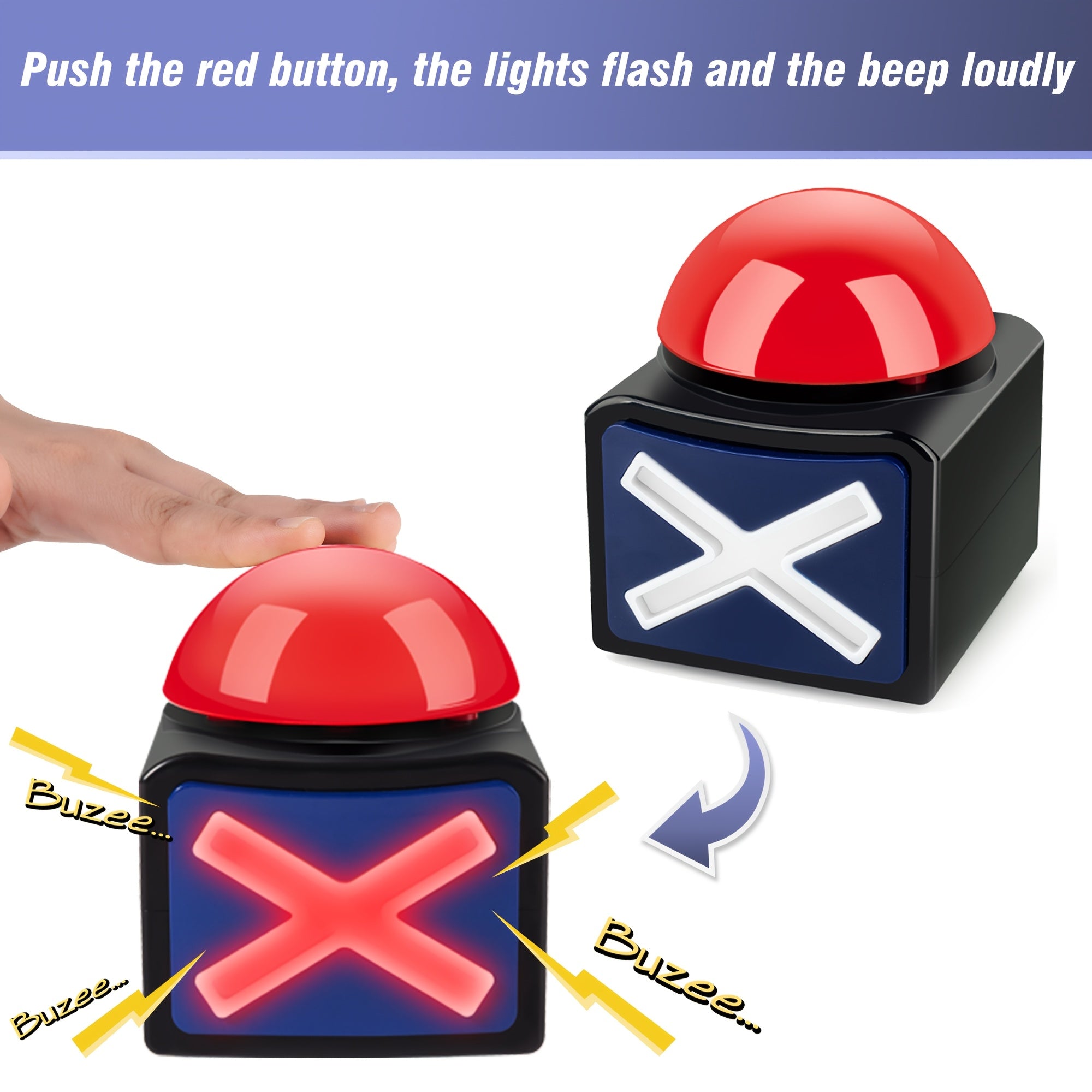 Black and Red Light-Up Buzzer for Trivia Games Classroom Activities