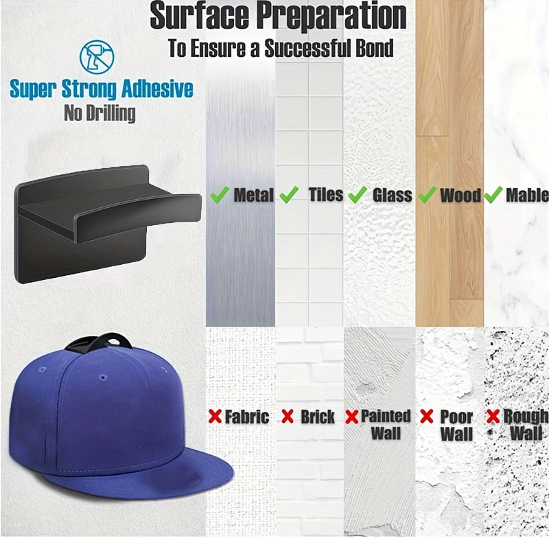 12pcs Wall Mount Hat Hooks for Home Office No-Drill Plastic Traceless Storage