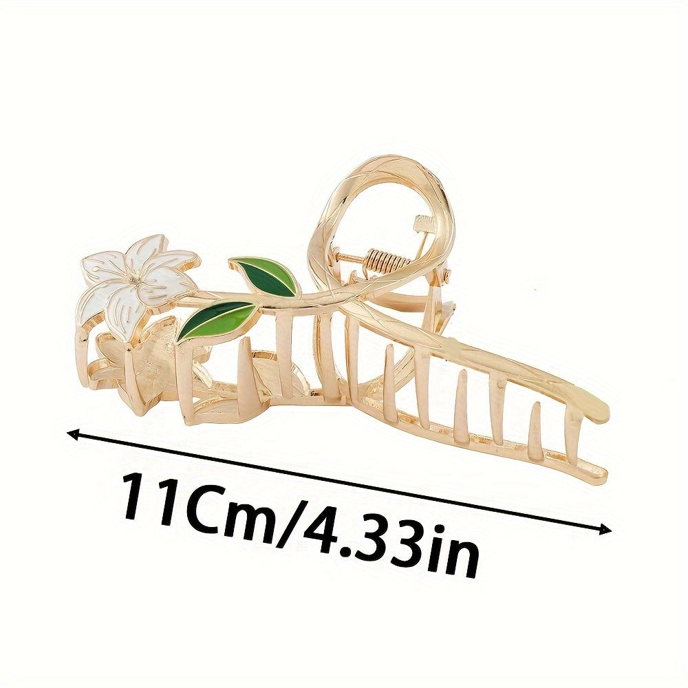 Girls Metal Lily Flower Hair Claw Romantic Hair Accessory Elegant Hair Clip