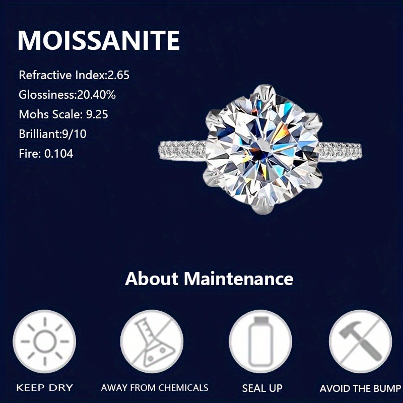 5ct Moissanite Sterling Silver uzuk ayollar uchun nafis zargarlik taklif qilish va partiyalar uchun