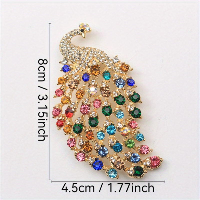 Broche de pavo real con animal pin y cristales de imitación para accesorios de moda para mujeres