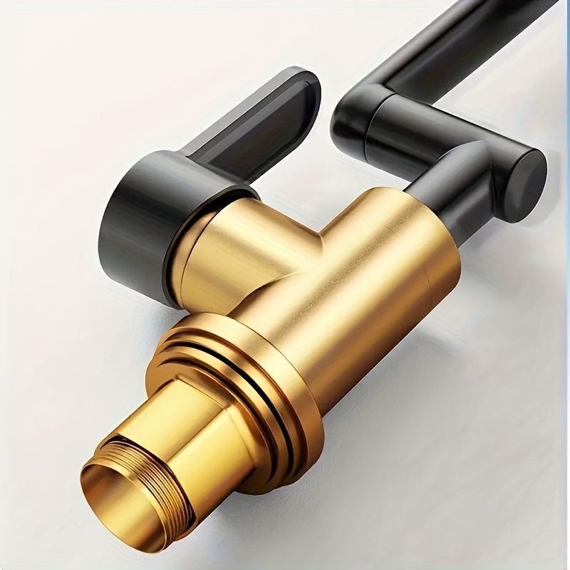 Black Bathroom Faucet with Hot and Cold Water, Four Spout Modes, Mechanical Arm