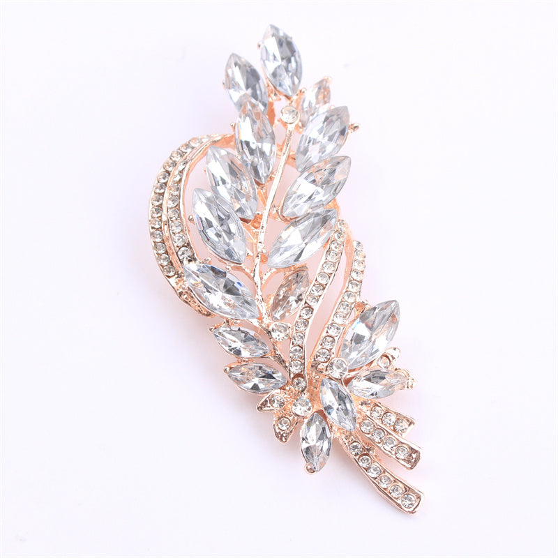 Elegant Rhinestone Flower Brooch Irregular Faux Floral Jewelry for Women