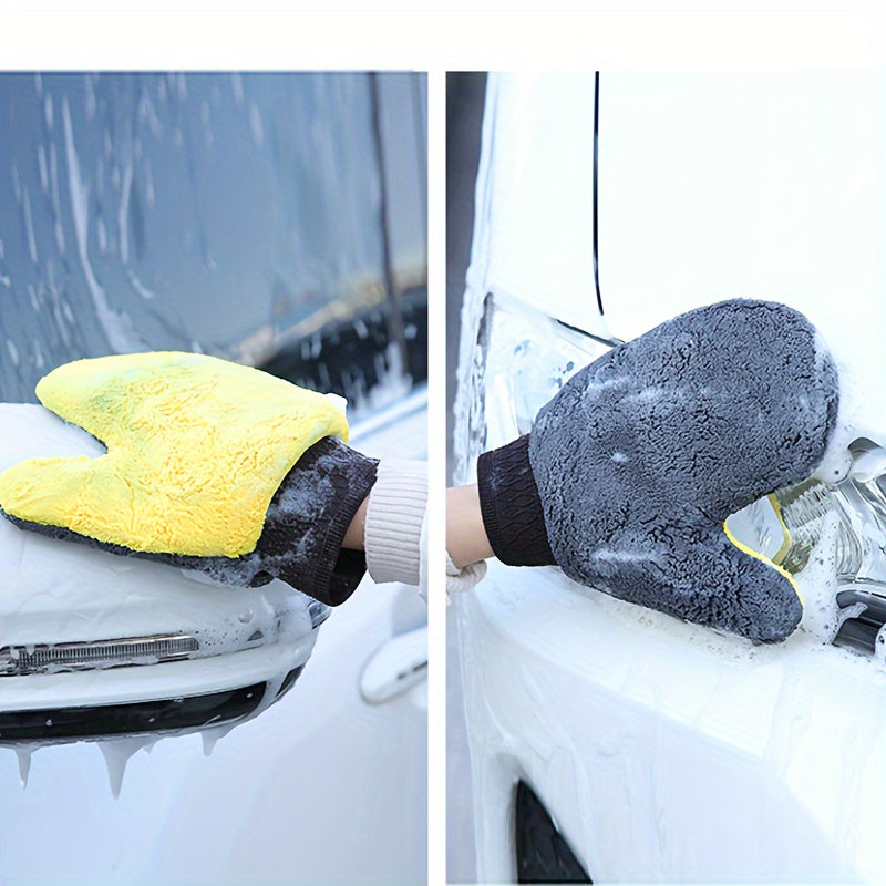 Guante de lavado de coche de microfibra de doble cara, ultra-fino, ligero y no abrasivo