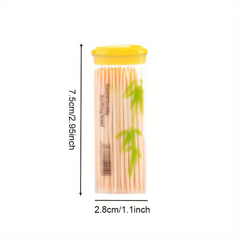 Portable Bamboo Toothpick Dispenser with Disposable Toothpicks