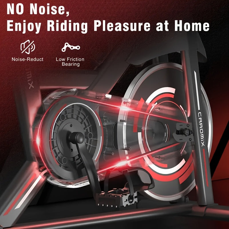 Indoor Spinning Exercise Bike Stainless Steel Quiet Battery-Free Red Black