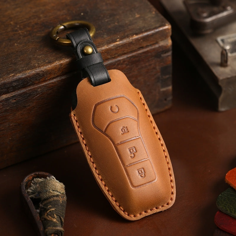 Unisex Leather Car Key Fob Cover Custom Fit Scratch-Resistant Protection