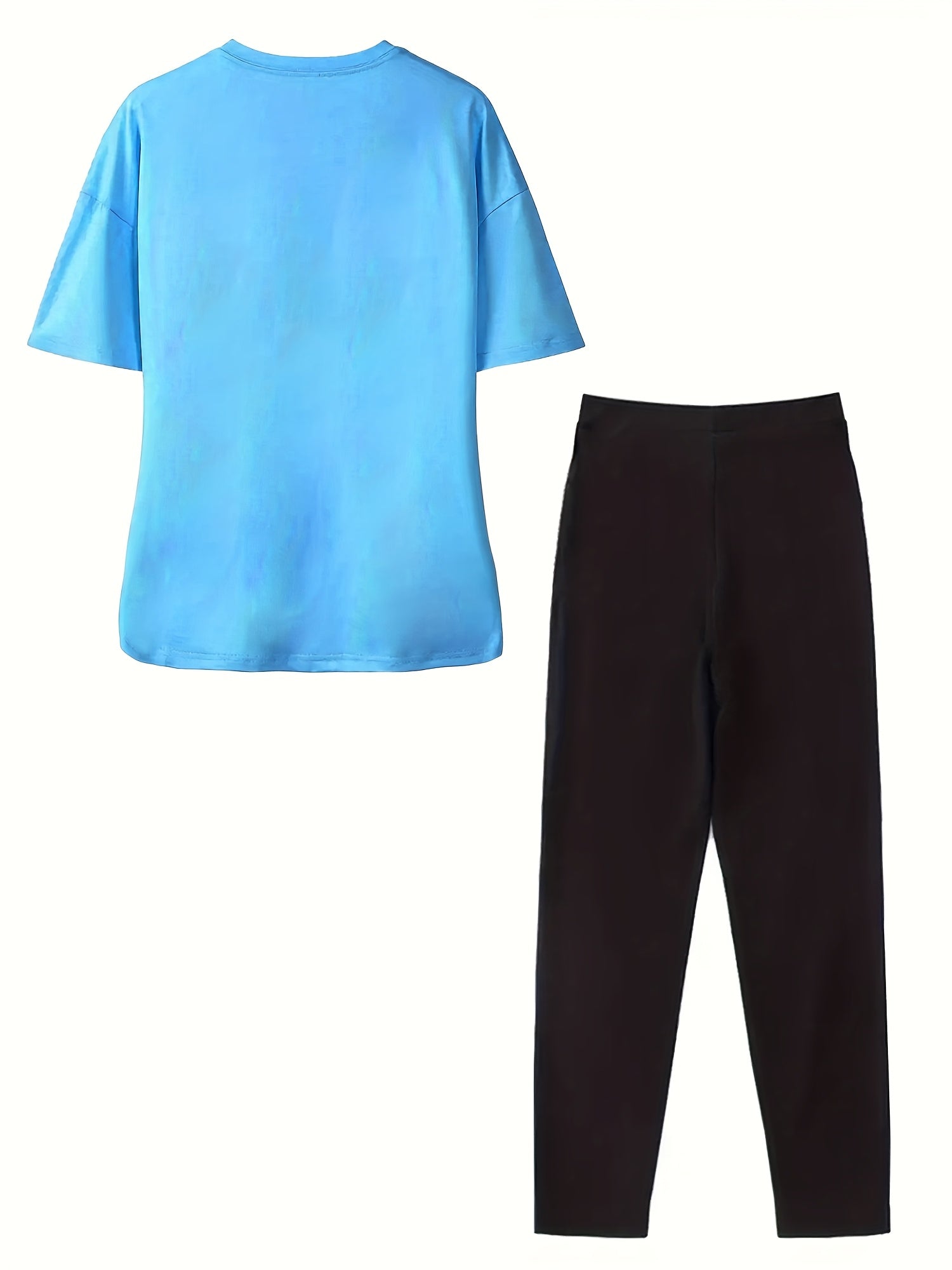 Women's Plus Size Summer Activewear Set Short Sleeve Top Leggings Stretchy Comfortable