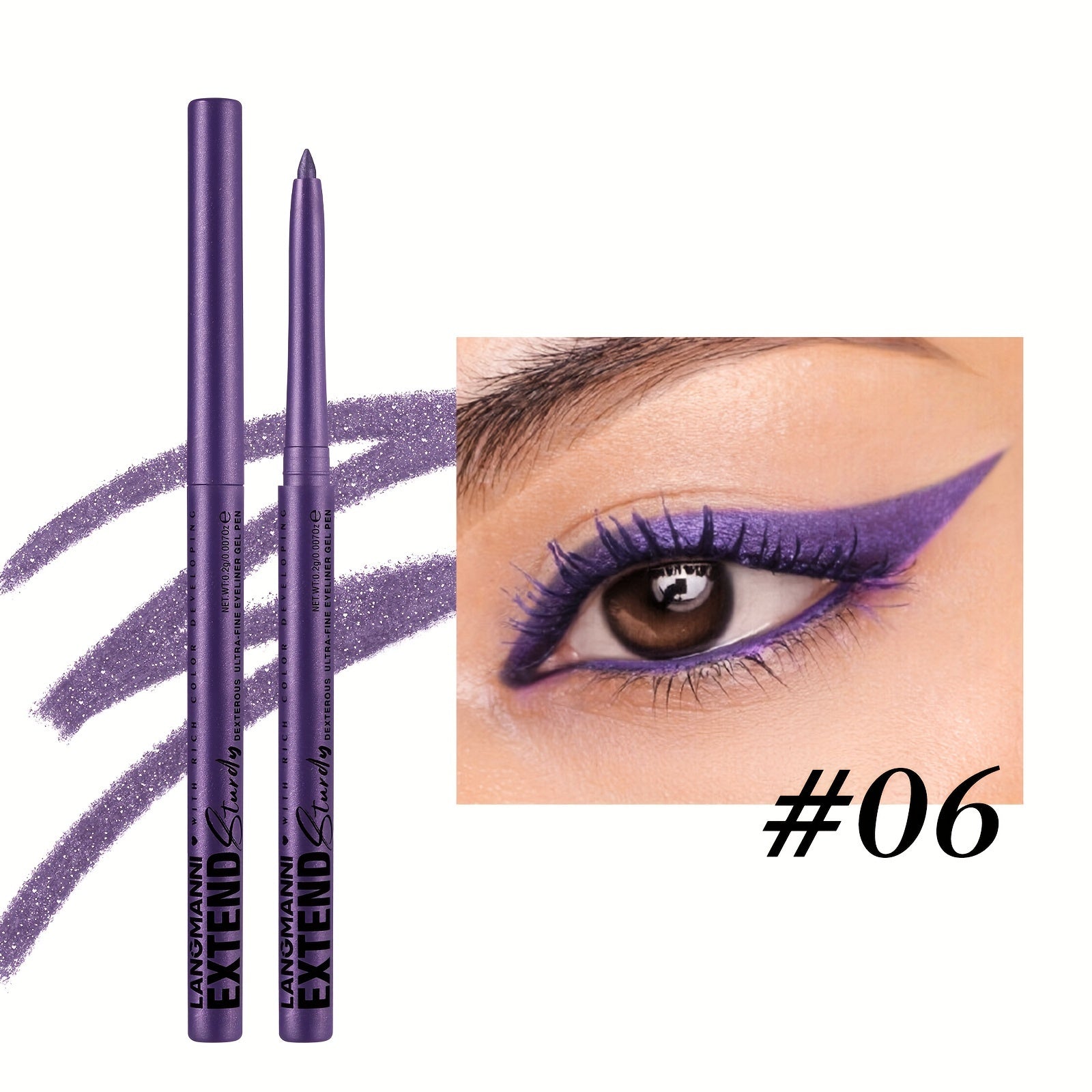 Women Eyeliner Gel Pen 12 Colors Long-Lasting Waterproof Smudge-Proof Brown
