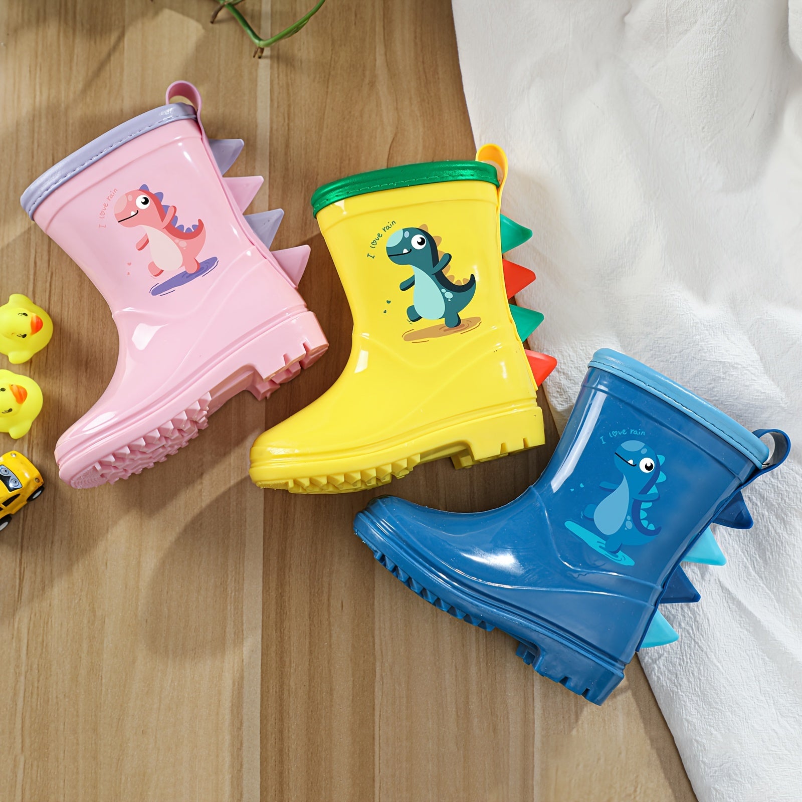 Kids' Dinosaur Rain Boots Waterproof Non-Slip Short Boots for Ages 2-8