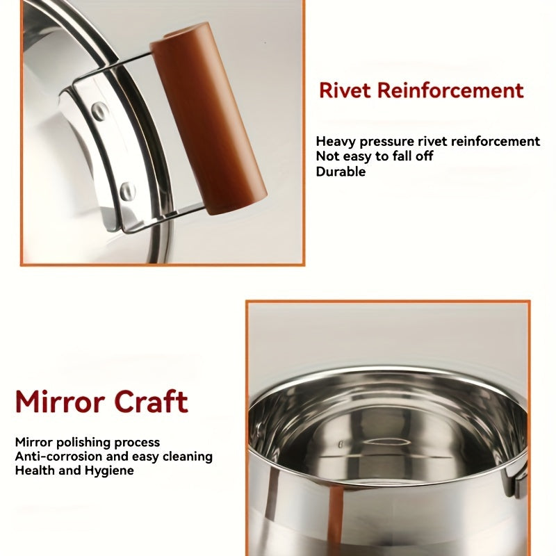 Juego de utensilios de cocina de acero inoxidable de 6 piezas con ollas para hervir y guisar aptas para lavavajillas