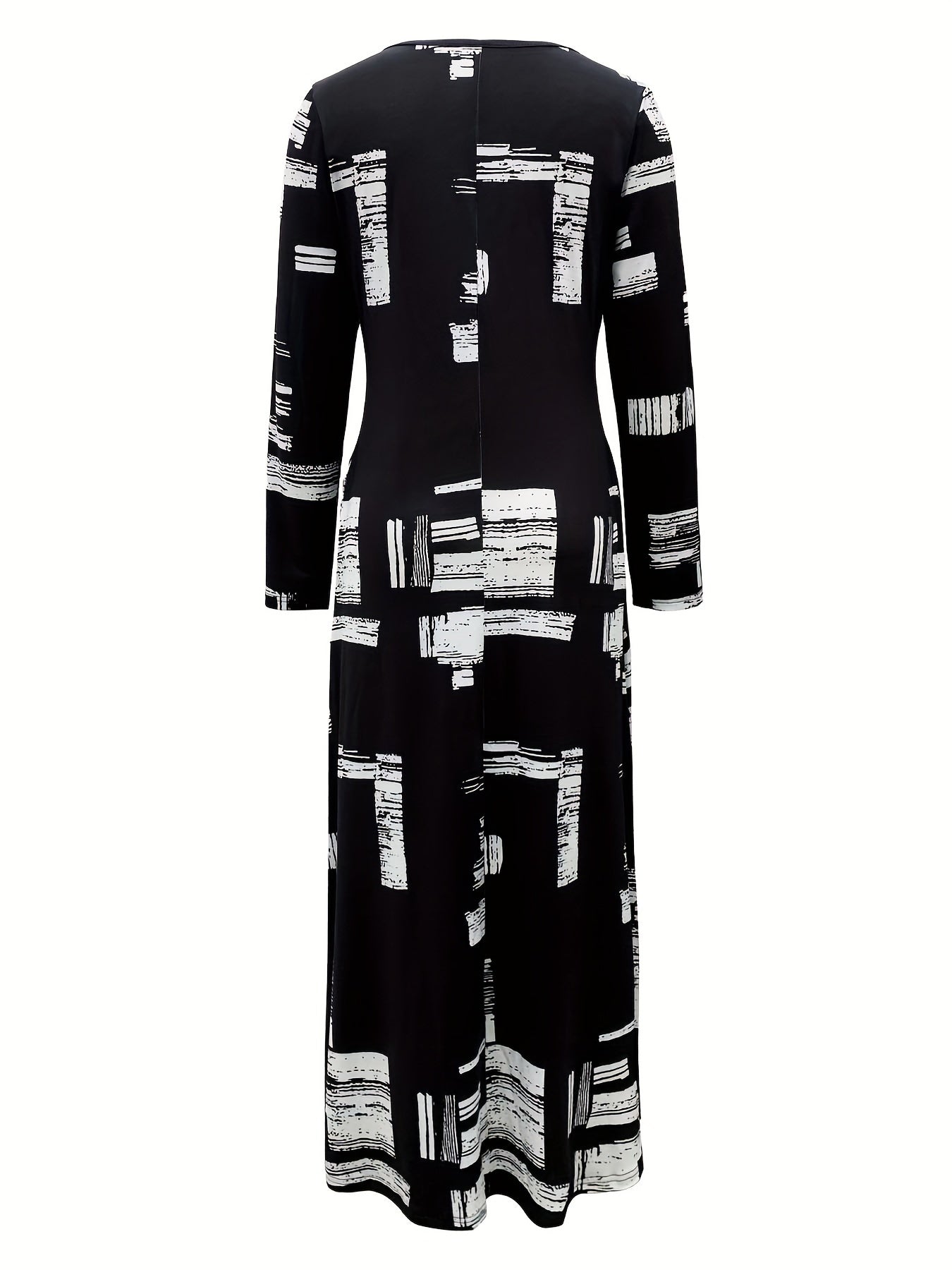 Платье большого размера с длинными рукавами и круглым вырезом, карманы, заплатки, вязаный материал, для всех сезонов