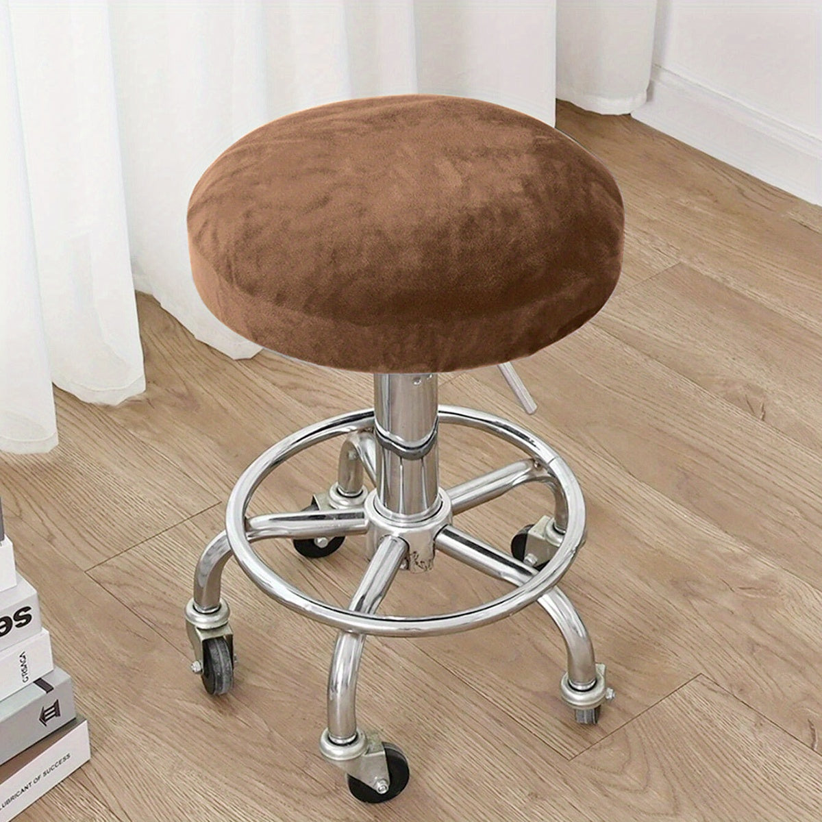 Velvet Stretch Stool Cover for Home and Office Decor in Multiple Colors