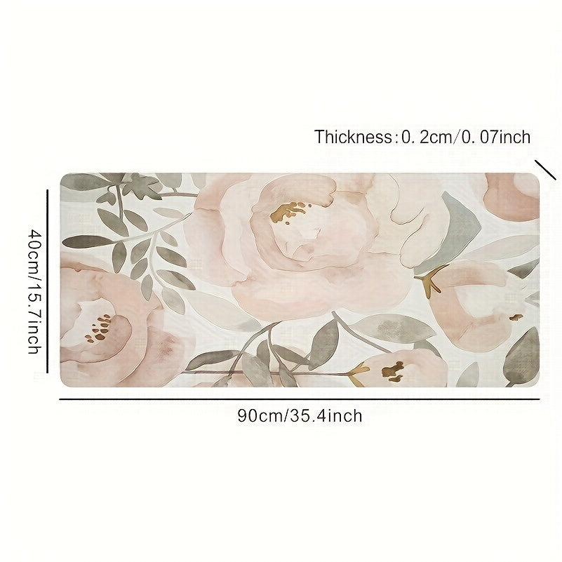 Large Floral Pattern Mouse Pad with Rubber Base Washable Non-Slip for Gaming and Office