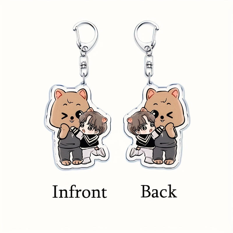 Acrylic Cartoon Animal Keychain Double-Sided Charm for Bags and Keys Gift for Fans