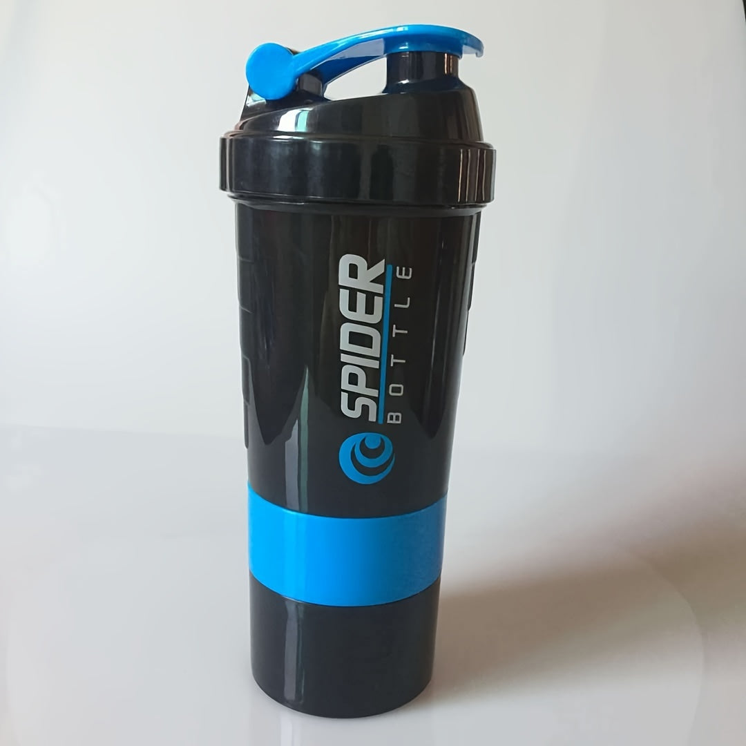 16oz Sports Water Bottle with Non-Slip Three-Layer Design and Leak-Proof Shake Mixer