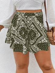 Шорты женские больших размеров с пейсли-принтом и широкими штанинами, стиль для отпуска, всесезонные