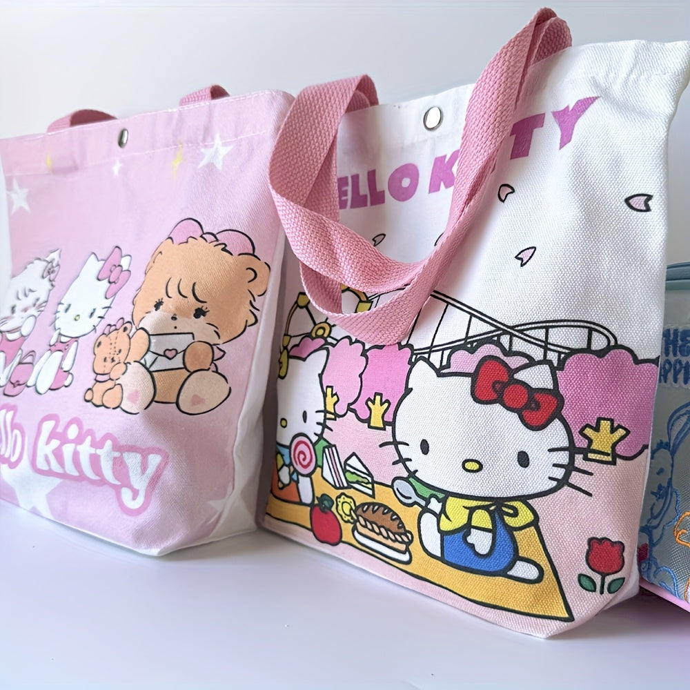 Hello Kitty Animal Print Canvas Travel Bag with Tassel and Buckle Closure