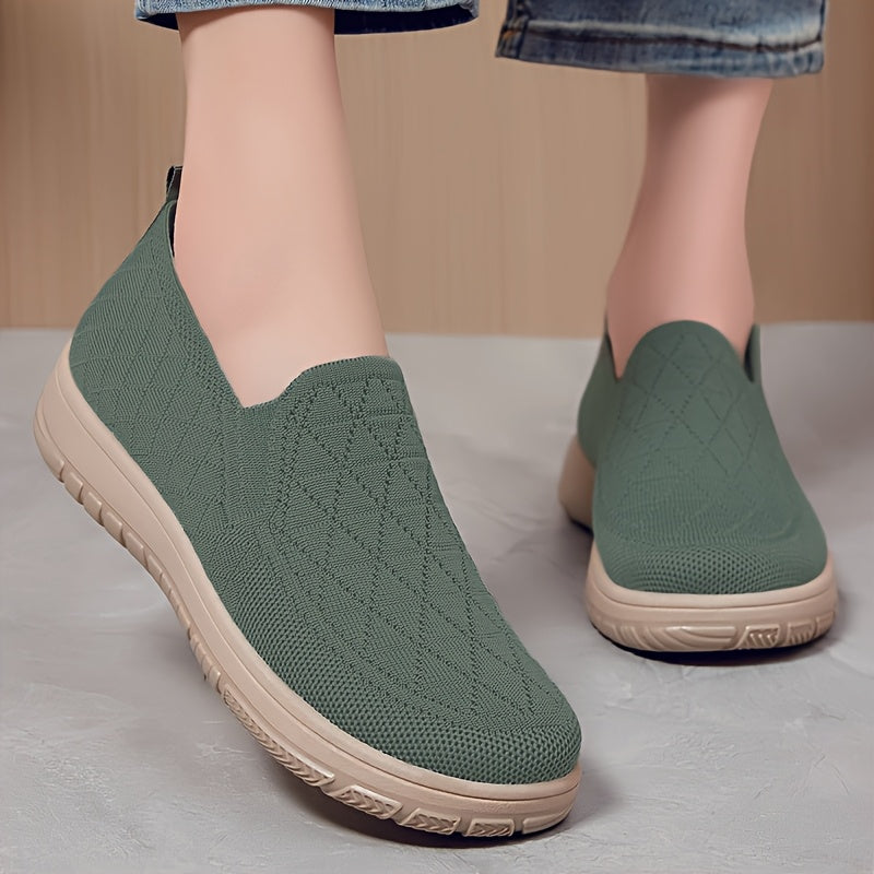 Women’s Breathable Slip-On Loafers, Soft Fabric, All-Season Casual Shoes, Black