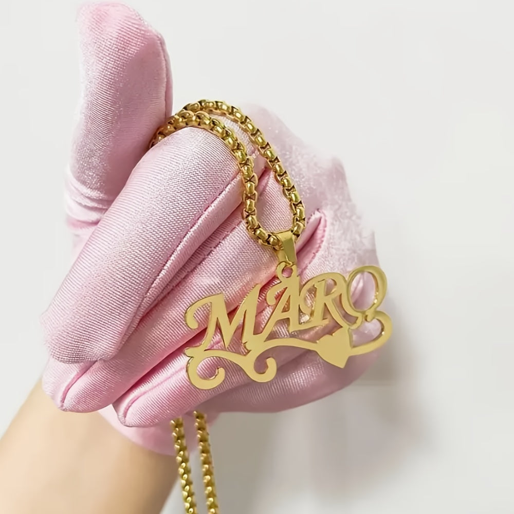 Collar personalizado con nombre cortado con láser y colgante de corazón, diseño de onda moderna, regalo para Navidad y Día del Padre