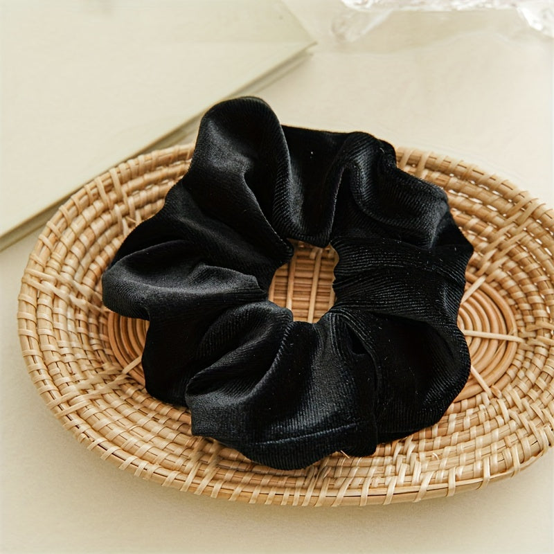 Set of 4 Velvet Hair Scrunchies Solid Colors Elegant Vintage Style Romantic Hair Ties