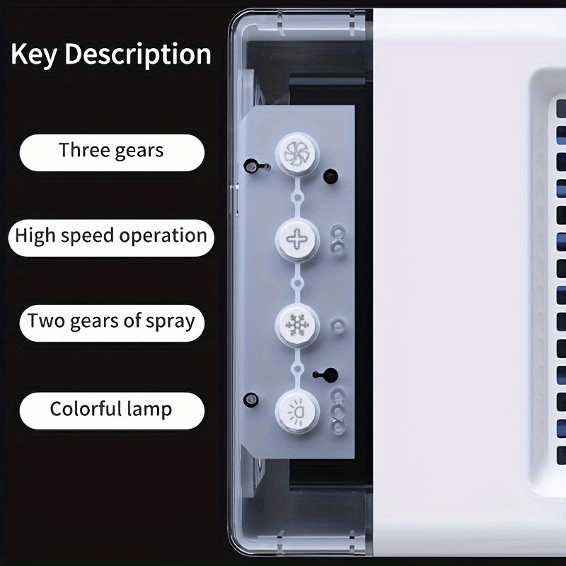 Portable Personal Air Conditioner with Mini Fan Water Tank 7 Colors for Small Rooms Office Kitchen