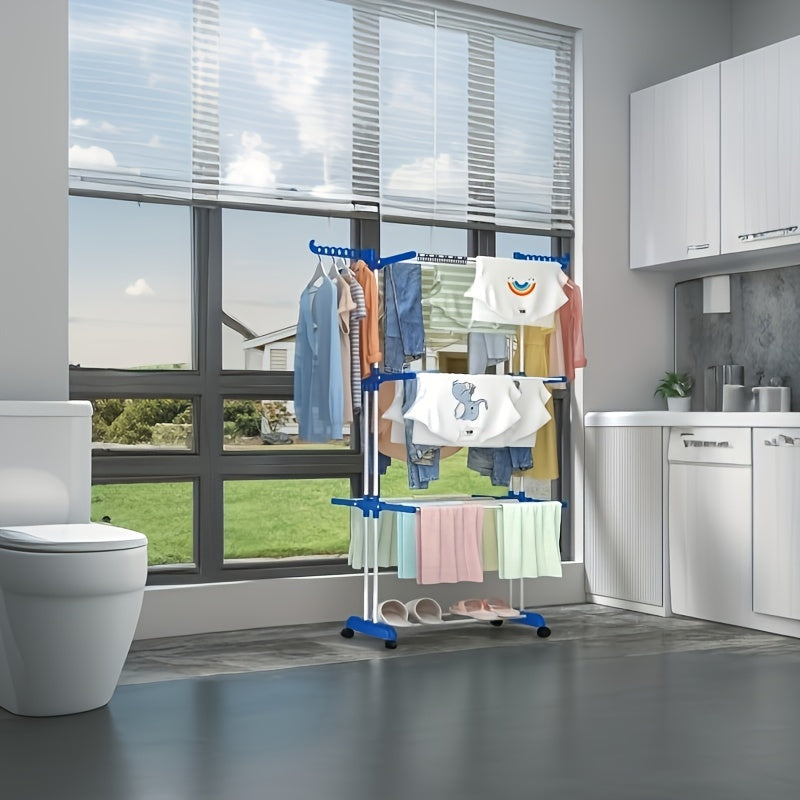 Expandable Foldable Metal Clothes Rack for Indoor Outdoor Space-Saving Laundry Drying