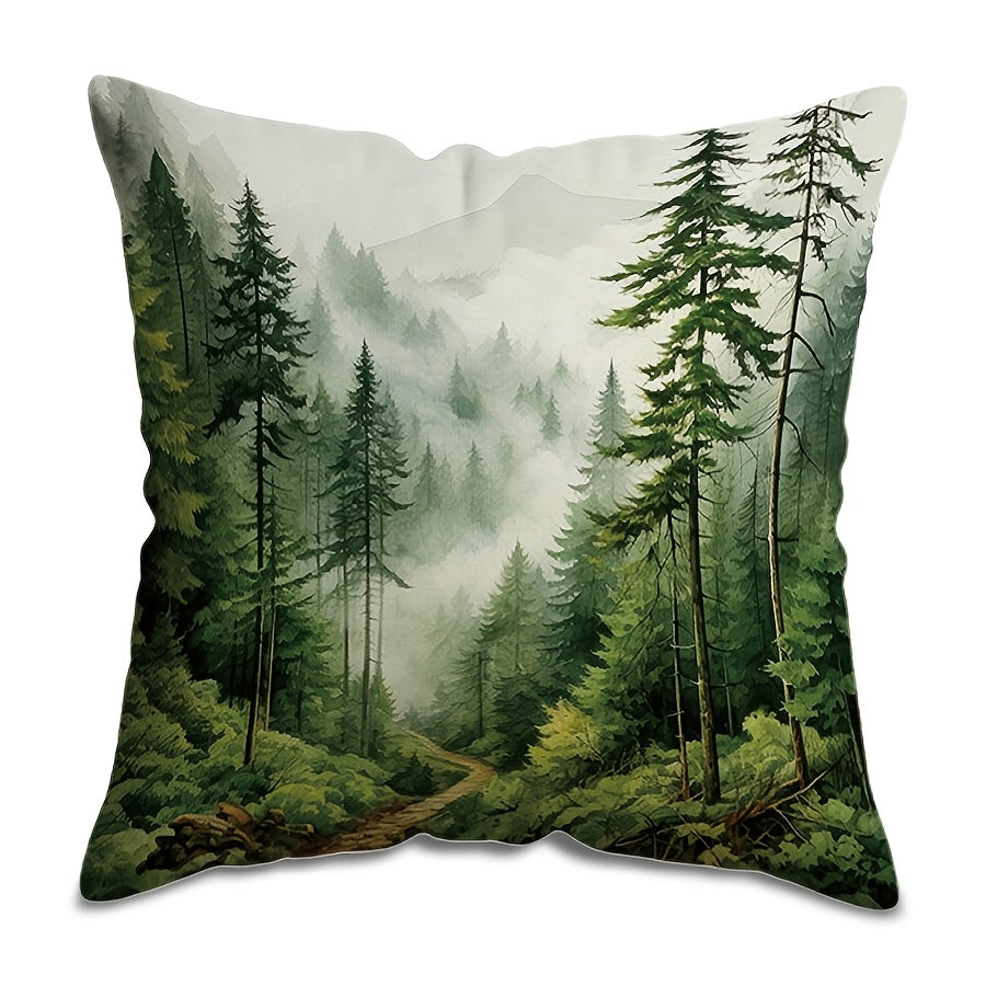 Square Pillow Cover Soothing Serenity Forest Green 44.96cm Washable Sofa Bedroom Decor