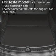Car Trunk Protector Leather Mat for Tesla Model 3 Y Anti-Scratch Dust Guard 2pcs