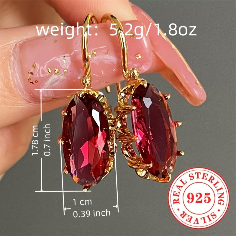 Sterling Silver Dangle Earrings with Synthetic Sapphire for Weddings Engagements