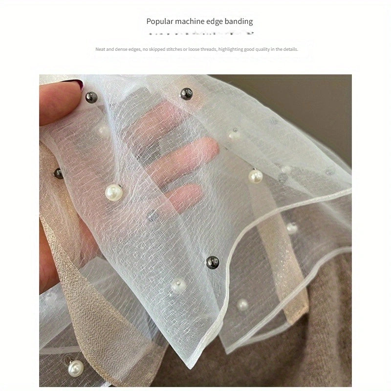 Women's Polyester Solid Color Scarf Breathable Windproof Decorative Studded Casual Accessory