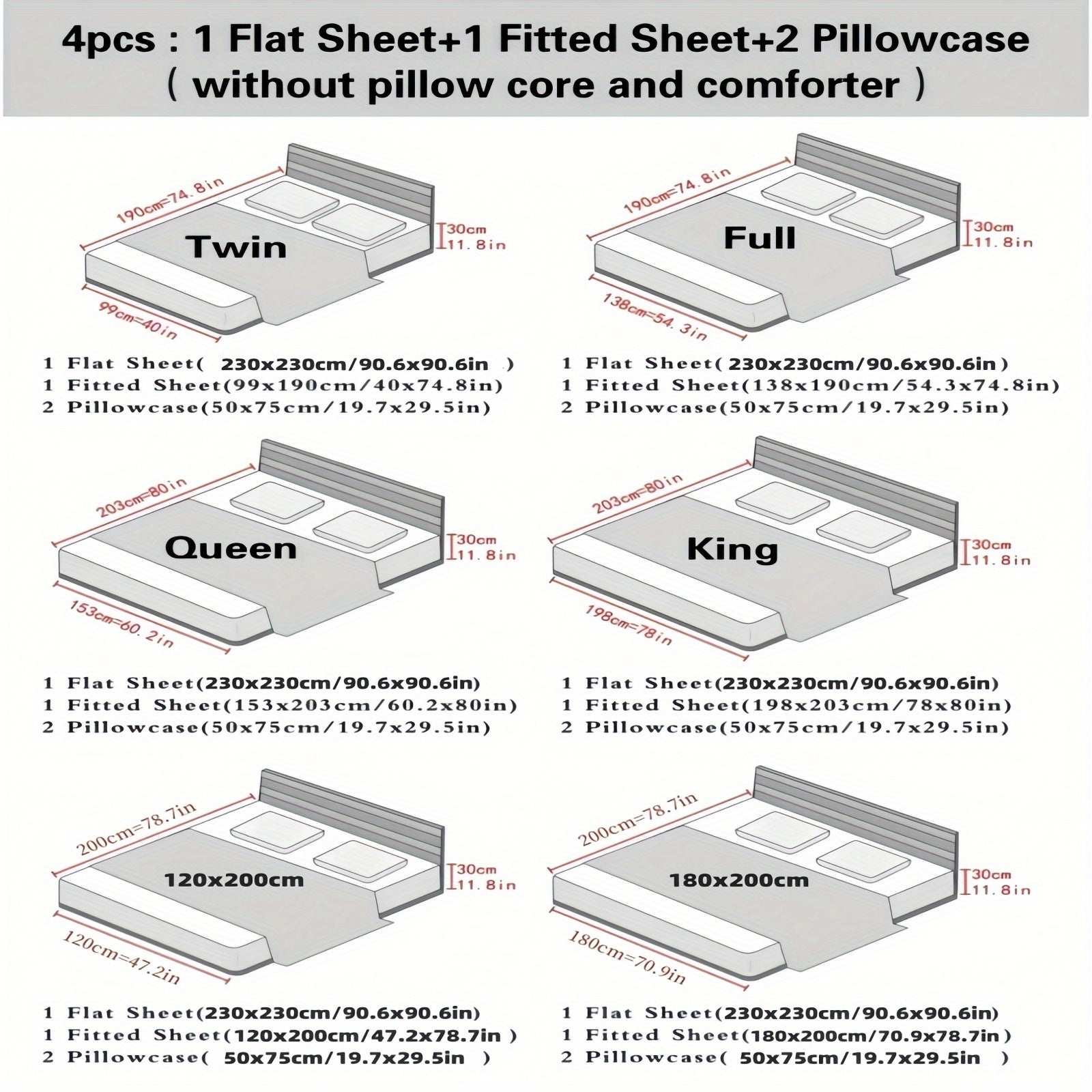 4-Piece Floral Polyester Bedding Set for Twin Queen King Size All-Season with Pillowcases