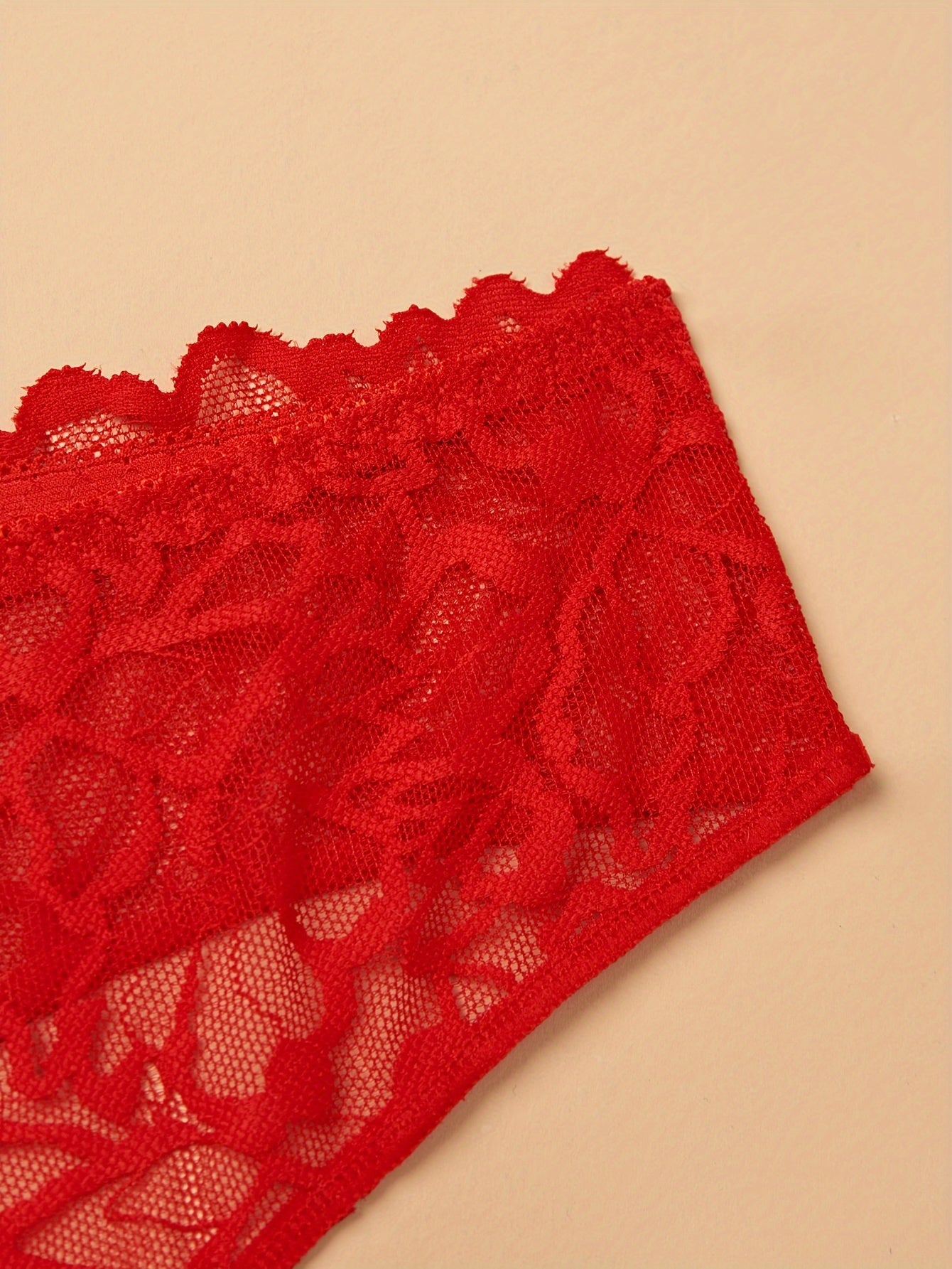 Plus Size Lace Thong Panties for Women with Back Bow Solid Nylon Medium Stretch Sexy Lingerie