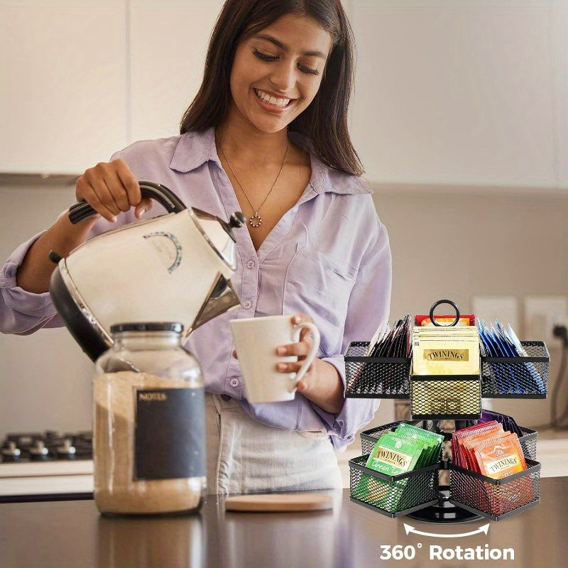 8 bo'limli oshxona Lazy Susan platformasi bilan 360 daraja aylanadigan choy paketini saqlash uchun joy