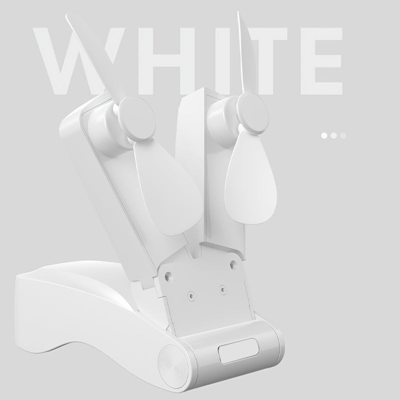 Mini fan with dual heads, strong wind, long-lasting battery, USB rechargeable, lightweight cooling