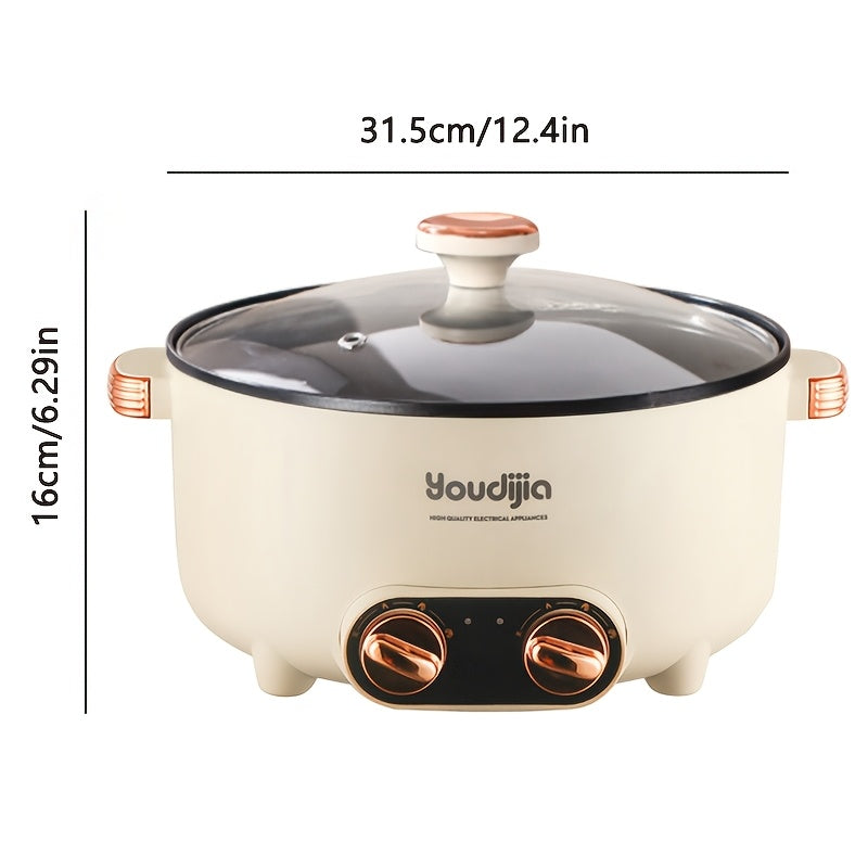 Yevropa rozetkali elektr hotpoti, yopishmaydigan elektr wok, ikki bo'limli, mustaqil harorat nazorati, bug'lash, qaynash va uyda pishirish uchun ideal. Stainless steel material.